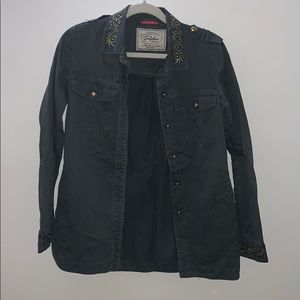 Utility shirt or jacket with gold embroidery
